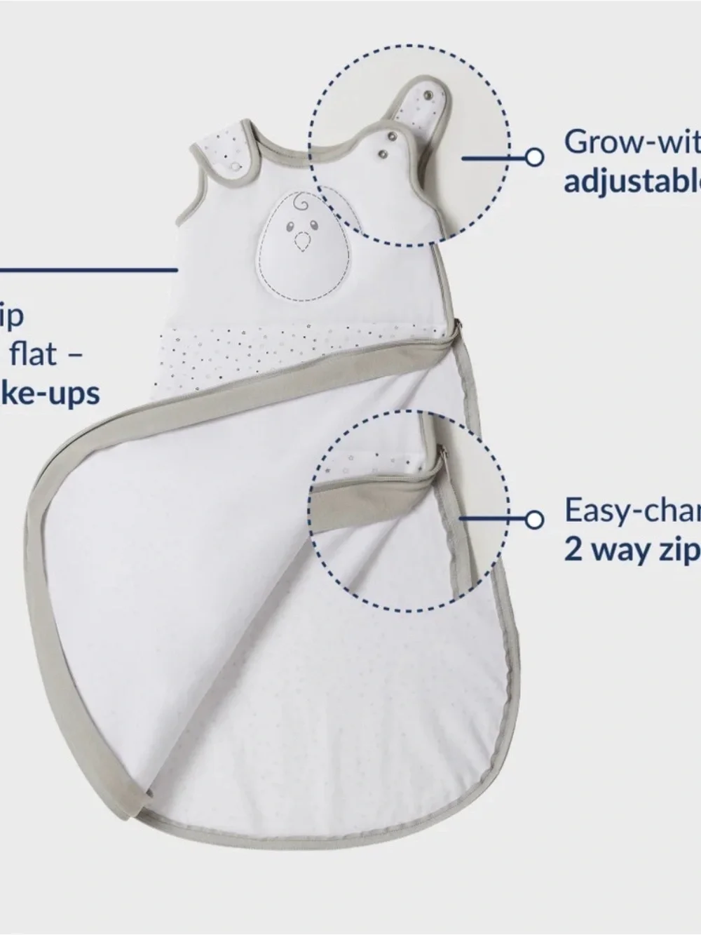Nested Bean Stardust Grey, Sleep Sack size 6-15 months